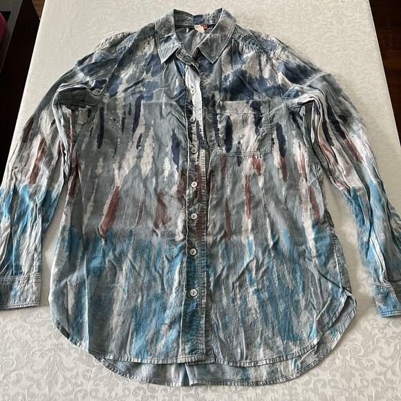 Anthropologie Pilcro Shirt Womens Size XS Tie Dye Long Sleeve Button Up - Picture 2 of 11